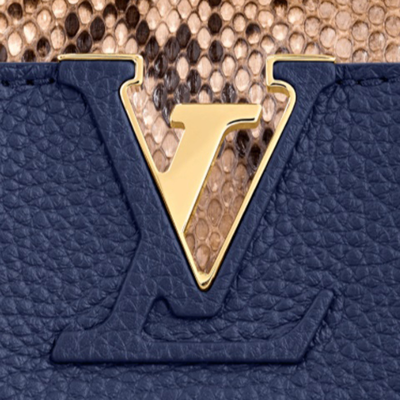 Louis Vuitton CAPUCINES MINI Taurillon Leather Bag N80421 Navy Blue